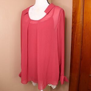 Soft Surroundings | Long Sleeve Chiffon Top Medium‎